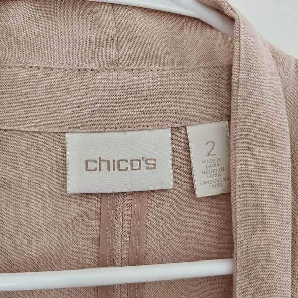 Blush Pink Open-Front Lace Detail Cardigan Blazer Womens Size L (Chicos Size 2) - Picture 3 of 9